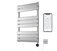 Richmond Chrome WiFi Electric Heated Towel Rail 500mm W x 800mm H | Smart WiFi Controlled, Flat Design, 7 Day Programming, App Compatibility, Wall Mounted