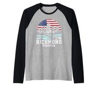 Richmond City Virginia American Flag Raglan Baseball Tee