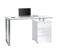 richmond clear glass top high gloss computer desk in white