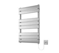 Richmond Electric Heated Towel Rail Chrome 400mm W x 800mm H | Flat Panel, Bathroom Towel Radiator, Wall Mounted