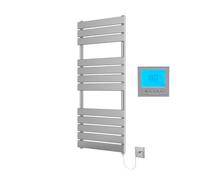 Richmond Electric Heated Towel Rail Chrome 500mm W x 1200mm H + Timer | Includes 7 Day Timer/Thermostat, Flat Panel, Bathroom Towel Radiator, Wall Mounted