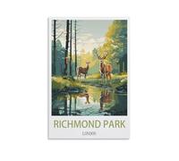 Richmond Park London Vintage Travel Poster Tree 12x18inch(30x45cm) Print Home Bedroom Office Living Room Decor Canvas Poster