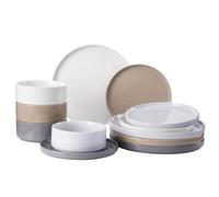 Richmount Dinner Set for 4, 12 Pieces Stoneware Plates and Bowls Sets Dinnerware Sets Chip and Scratch Resistant Modern Speckled Ceramic Dish Set Service for 4, Series Nebula, Multi-Color