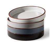 Richmount Halo Stoneware Pasta Bowls Set of 4, Salad/Cereal/Soup Bowl 21.59cm 976ml, Classic Bowl for All Pasta Dishes, Microwave and Dishwasher Safe, Serving Bowls Set of 4, Multi-Color