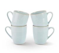 Richmount Jupiter Coffee Mugs Set of 4, 14oz/400ml Stoneware Tea Cups with Large Handle for Latte/Cappuccino/Milk/Cocoa/Tea, Microwave & Dishwasher Safe, Light Blue