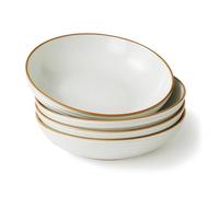 Richmount Jupiter Stoneware Pasta Bowls Set of 4, Salad/Cereal/Soup Bowl 22cm 887ml, Classic Bowl for All Pasta Dishes, Microwave and Dishwasher Safe, Serving Bowls Set of 4, White