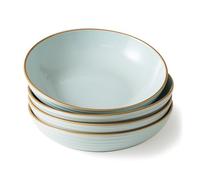 Richmount Jupiter Stoneware Pasta Bowls Set of 4, Salad/Cereal/Soup Bowl 22cm 887ml, Classic Bowl for All Pasta Dishes, Microwave and Dishwasher Safe, Serving Bowls Set of 4, Light Blue