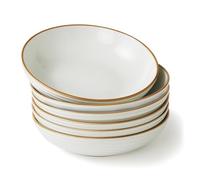 Richmount Jupiter Stoneware Pasta Bowls Set of 6, Salad/Cereal/Soup Bowl 22cm 887ml, Classic Bowl for All Pasta Dishes, Microwave and Dishwasher Safe, Serving Bowls Set of 6, White