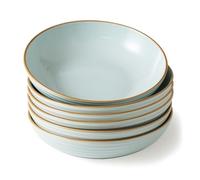 Richmount Jupiter Stoneware Pasta Bowls Set of 6, Salad/Cereal/Soup Bowl 22cm 887ml, Classic Bowl for All Pasta Dishes, Microwave and Dishwasher Safe, Serving Bowls Set of 6, Light Blue