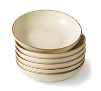 Richmount Jupiter Stoneware Pasta Bowls Set of 6, Salad/Cereal/Soup Bowl 22cm 887ml, Classic Bowl for All Pasta Dishes, Microwave and Dishwasher Safe, Serving Bowls Set of 6, Cream White
