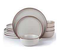 Richmount Mercury Plates and Bowls Sets, Speckled 12-Piece Plate Set, Stoneware Dinner Set for 4 with Dinner Plates, Dessert Plates, Cereal Bowls, Microwave & Dishwasher Safe, Light Gray