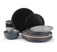 Richmount Mercury Plates and Bowls Sets, Speckled 12-Piece Plate Set, Stoneware Dinner Set for 4 with Dinner Plates, Dessert Plates, Cereal Bowls, Microwave & Dishwasher Safe, Multi-Color
