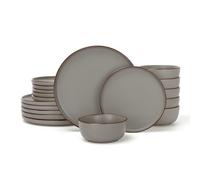 Richmount Mercury Plates and Bowls Sets, Speckled 18-Piece Plate Set, Stoneware Dinner Set for 6 with Dinner Plates, Dessert Plates, Cereal Bowls, Microwave & Dishwasher Safe, Dark Gray