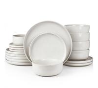 Richmount Milkyway Plates and Bowls Set, 18 Piece Dinner Set, Speckled Stoneware Dinner Sets for 4 People, Chip and Scratch Resistant Dinnerware Sets, Dishwasher & Microwave Safe, White