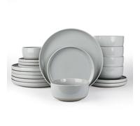 Richmount Milkyway Plates and Bowls Set, 18 Piece Dinner Set, Speckled Stoneware Dinner Sets for 4 People, Chip and Scratch Resistant Dinnerware Sets, Dishwasher & Microwave Safe, Light Gray