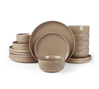 Richmount Milkyway Plates and Bowls Set, 18 Piece Dinner Set, Speckled Stoneware Dinner Sets for 4 People, Chip and Scratch Resistant Dinnerware Sets, Dishwasher & Microwave Safe, Brown
