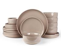 Richmount Milkyway Plates and Bowls Set, 18 Piece Dinner Set, Speckled Stoneware Dinner Sets for 6 People, Chip and Scratch Resistant Dinnerware Sets, Dishwasher & Microwave Safe, Cinnamon Brown