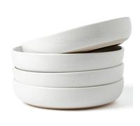 Richmount Milkyway Stoneware Pasta Bowls Set of 4, Salad/Cereal/Soup Bowl 21cm 976ml, Classic Bowl for All Pasta Dishes, Microwave and Dishwasher Safe, Serving Bowls Set of 4, White