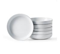 Richmount Milkyway Stoneware Pasta Bowls Set of 6, Salad/Cereal/Soup Bowl 21cm 976ml, Classic Bowl for All Pasta Dishes, Microwave and Dishwasher Safe, Serving Bowls Set of 6, Light Gray