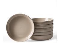 Richmount Milkyway Stoneware Pasta Bowls Set of 6, Salad/Cereal/Soup Bowl 21cm 976ml, Classic Bowl for All Pasta Dishes, Microwave and Dishwasher Safe, Serving Bowls Set of 6, Brown