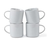 Richmount Nebula Coffee Mugs Set of 4, 12oz/340ml Stoneware Tea Cups with Large Handle for Latte/Cappuccino/Milk/Cocoa/Tea, Microwave & Dishwasher Safe, Light Grey