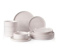 Richmount Nebula Dinner Set for 4, 12-Piece Speckled Dinnerware Stoneware Set, Scratch Resistant, Dishwasher & Microwave Safe, Dining Plates and Bowls Sets, Creamy with Colorful Speckles
