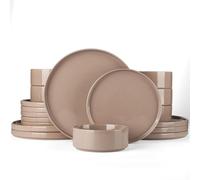 Richmount Nebula Dinner Sets for 6 People, 18PC Speckled Stoneware Set, Scratch Resistant Dinnerware Sets, Dishwasher & Microwave Safe, Dining Plates and Bowls Sets, Brown
