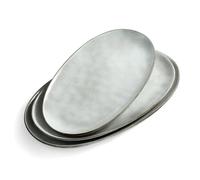 Richmount Ocean Serving Platter, Oval 15.67/14.1/12.6 inch Serving Dishes for Entertaining, Microwave Dishwasher Safe, Stoneware Serving Trays for Party, Turkey, Cheese, Grey