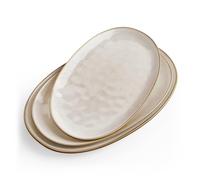 Richmount Ocean Serving Platter, Oval 15.67/14.1/12.6 inch Serving Dishes for Entertaining, Microwave Dishwasher Safe, Stoneware Serving Trays for Party, Turkey, Cheese, Cappuccino White