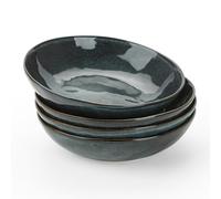 Richmount Ocean Stoneware Pasta Bowls Set of 4, Salad/Cereal/Soup Bowl 21.6cm/939ml, Reactive Glaze Bowl for All Pasta Dishes, Microwave and Dishwasher Safe, Serving Bowls Set of 4, Moss Green