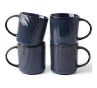 Richmount Star Coffee Mugs Set of 4, 12oz/340ml Stoneware Tea Cups with Large Handle for Latte/Cappuccino/Milk/Cocoa/Tea, Microwave & Dishwasher Safe, Nebula Blue