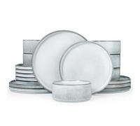 Richmount Star Plates and Bowls Set, 18 Pieces Dinner Sets for 6 People, Stoneware Dinnerware Sets with Dinner Plates/Salad Plate/Cereal Bowls, Dishwasher & Microwave Safe, Smoky Blue
