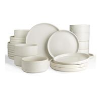 Richmount Star Plates and Bowls Set, Stoneware 24 Pieces Dinner Set for 8, Dinnerware Sets with Dinner Plates/Salad Plate/Cereal Bowls, Dishwasher & Microwave Safe, Matte White
