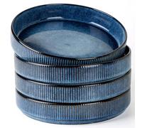 Richmount Star Stoneware Pasta Bowls Set of 4, Salad/Cereal/Soup Bowl 8.25in/21cm, Reactive Glaze Bowl for All Pasta Dishes, Microwave and Dishwasher Safe, Serving Bowls Set of 4, Nebulas Blue