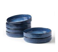 Richmount Star Stoneware Pasta Bowls Set of 6, Salad/Cereal/Soup Bowl 8.25in/21cm, Reactive Glaze Bowl for All Pasta Dishes, Microwave and Dishwasher Safe, Serving Bowls Set of 6, Nebulas Blue