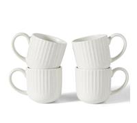Richmount Starlight Coffee Mugs Set of 4, 11oz/325ml Stoneware Tea Cups with Large Handle for Latte/Cappuccino/Milk/Cocoa/Tea, Microwave & Dishwasher Safe, MatteWhite