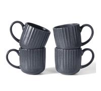 Richmount Starlight Coffee Mugs Set of 4, 11oz/325ml Stoneware Tea Cups with Large Handle for Latte/Cappuccino/Milk/Cocoa/Tea, Microwave & Dishwasher Safe, MatteGrey