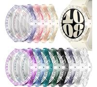 RICHONE [12-Pack] Sparkling Case Compatible with Samsung Galaxy Watch 6 44mm Screen Protector, Soft TPU Face Cover 2 Row 110* Rhinestones Full Protective Bumper Case (12 Mixed Colors, SM-R940)
