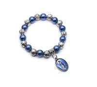 RICHRAIN Catholic Prayer Rosary Bead Bracelet - Virgin Mary Cross & Maria Pendant - Blue Peals