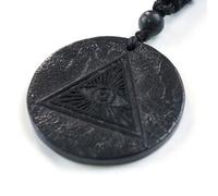 RICHRAIN Protection Real Natural Shungite Pendant Necklace Spiritual Gifts for Women Crystal Healing Crystal Gifts for Men (Eye)