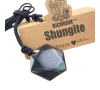 RICHRAIN Protection Real Natural Shungite Pendant Necklace Spiritual Gifts for Women Crystal Healing Crystal Gifts for Men (Hexagram)