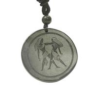 RICHRAIN Russia Shungite Necklace, Gem Stone Zodiac Signs Protection Amule, Shungite Pendant,Crystal Protection Amulet,Women and Men Crystals (Gemini (May 21 - June 20))