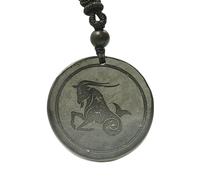 RICHRAIN Russia Shungite Necklace, Gem Stone Zodiac Signs Protection Amule, Shungite Pendant,Crystal Protection Amulet,Women and Men Healing Crystals (Capricorn (December 22 - January 19))