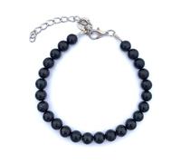 RICHRAIN Shungite Bracelet Crystal Protection Bracelet Shungite Stone Beads, Black, Durable Wire Cord (6mm)
