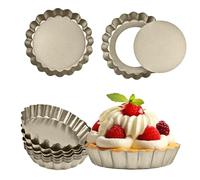 RICHSC-PAN Mini Tart Pan 12PCS, 4 Inch Tart Pan Removable Bottom Non-Stick Tin, 0.9 Inches High Suitable for DIY Making Small Tarts at Home. Champagne Gold Appearance.