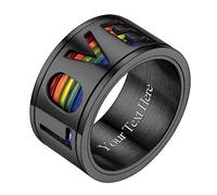 Richsteel Anxiety Rings For Women Men Personalised Black Stainless Steel Pride Gay Ring Jewellery