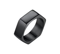 Richsteel Black Large Ring Jewellery Mens Stainless Steel Hexagon Rings