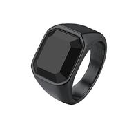 Richsteel Black Signet Rings for Men Square Onyx Ring Mens Valentines Jewellery