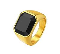 Richsteel Black Stone Ring Wedding Jewellery Mens Square Onyx Rings for Women