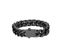 Richsteel Bracelet Chain for Mens Black Plated Cuban Bracelets Stainless Steel Heavy Duty Hip Hop Hand Jewellery 12mm Width 21cm Length